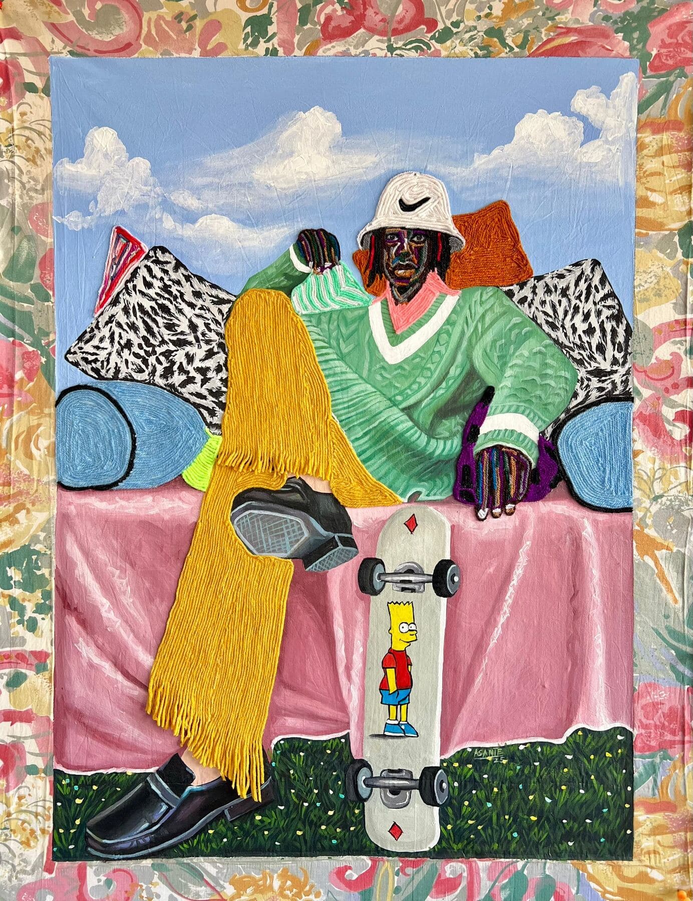 Calm and Collected by Benjamin Asante, showing a reclining figure in a constructed setting of leisure and rest