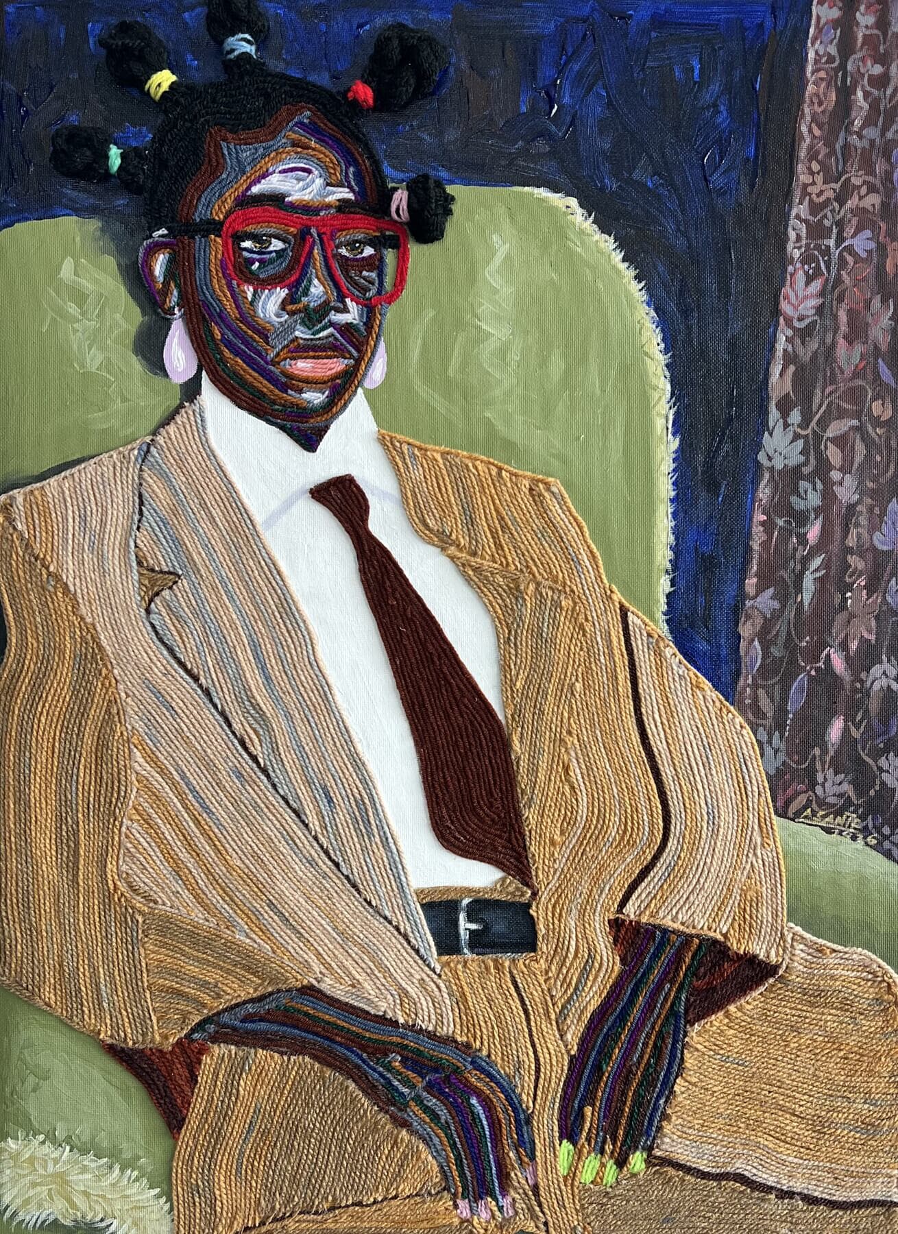 The Luxury of Nothing by Benjamin Asante, showing a seated figure in a green chair whose stillness feels deliberate